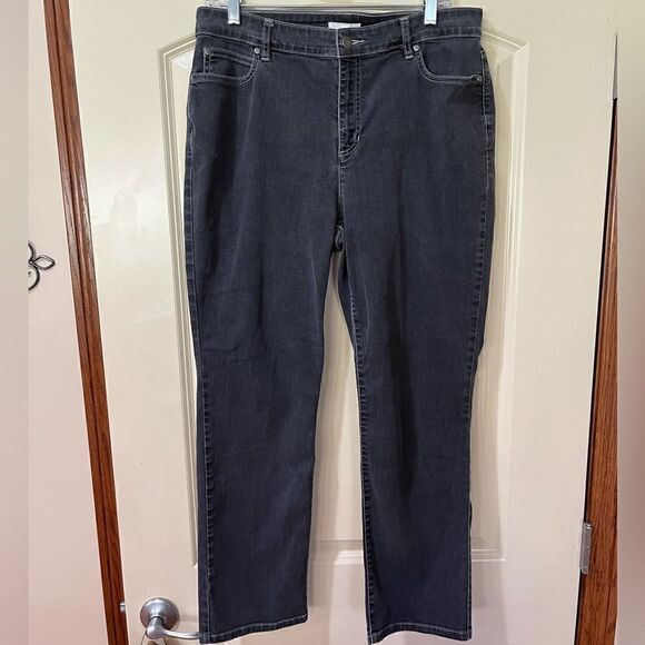 EILEEN FISHER Organic Cotton Stretch Straight Ankle Jean Faded Black Women’s 14P - Picture 1 of 4